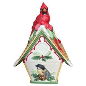 Lenox‎ Winter Greetings Everyday Birdhouse Covered Candy Dish Vtg 2003 Christmas